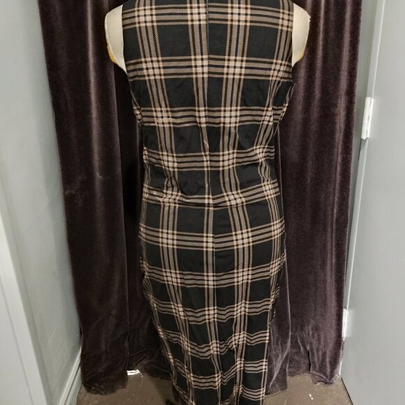 Brown Check Mock Turtleneck Fitted Dress - NWT - Le Chateau Size XXL - Picture 4 of 7